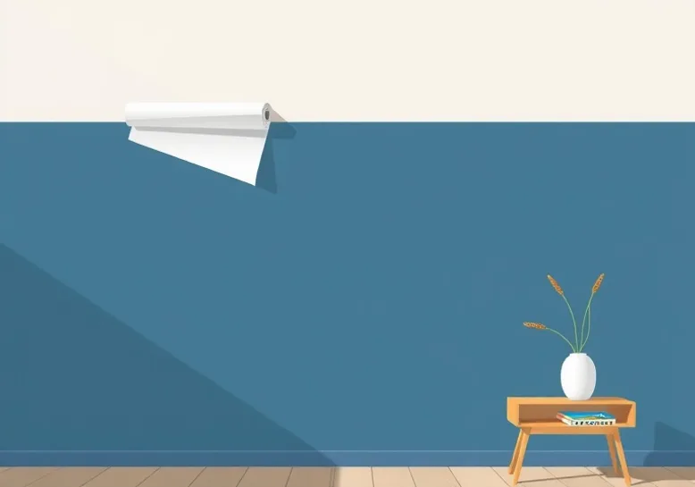 Pose de papier peint, rouleau et brosse à maroufler